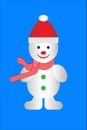 Cheerful snowman in a red cap