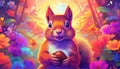 A cheerful squirrel holds a nut Royalty Free Stock Photo