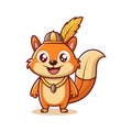 Cheerful Squirrel with Suspended Feather Hat Royalty Free Stock Photo