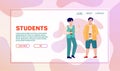 Cheerful students or pupils characters. Cartoon vector illustration.