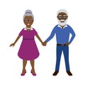 Happy african american elderly senior couple holding hands icon vector