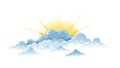Cheerful Sun Behind Fluffy Cloud, Bright Sky Vector. vector design Generative AI Royalty Free Stock Photo