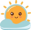 A cheerful sun peeking from a light blue cloud Royalty Free Stock Photo