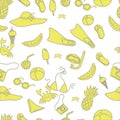 Cheerful sunny,yellow, things, travel,seamless pattern