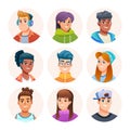 Cheerful teenage avatar characters collection