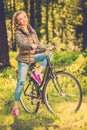 Cheerful teenage on a bicycle outdoors Royalty Free Stock Photo