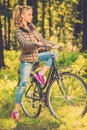 Cheerful teenage on a bicycle outdoors Royalty Free Stock Photo