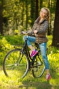 Cheerful teenage on a bicycle outdoors Royalty Free Stock Photo