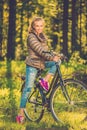 Cheerful teenage on a bicycle outdoors Royalty Free Stock Photo