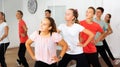 Teenage boys and girls dancing group choreography