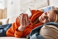 cheerful teenage girl using her smartphone Royalty Free Stock Photo