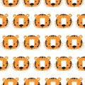 Cheerful tiger pattern on white background