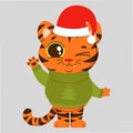 Cheerful tiger rejoices in the New Year.