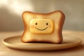 Cheerful Toast with Butter Smiley Face on a Simple Plate Royalty Free Stock Photo