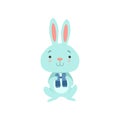 Cheerful tourist bunny with binoculars, cute animal cartoon character travelling on summer vacation vector Illustration