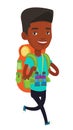 Cheerful traveler with backpack.