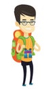 Cheerful traveler with backpack.