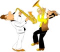 Cheerful trumpeter and saxophonist