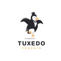Cheerful tuxedo penguin logo cartoon vector illustration