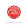 Cheerful Vector Minimalist Background for Christmas. Vector Illustration of Red Round Button with Title Merry Xmas and