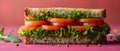 Cheerful Veggie Delight Sandwich on Vibrant Background. Concept Food Photography, Vegetarian