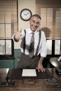 Cheerful vintage businessman thumbs up Royalty Free Stock Photo