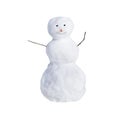 Cheerful white snowman made of snow isolated.
