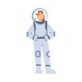 Cheerful Woman Astronaut in Space Suit, Space Tourist Character Cartoon Vector Illustration Royalty Free Stock Photo