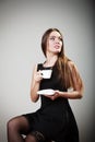 Cheerful woman drinking coffee