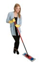 Cheerful woman having fun while cleaning Royalty Free Stock Photo