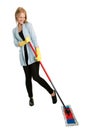 Cheerful woman having fun while cleaning Royalty Free Stock Photo