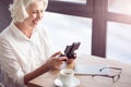 Cheerful woman playing video games Royalty Free Stock Photo