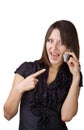 Cheerful woman said by mobile phone