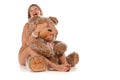 Cheerful woman with teddy bear Royalty Free Stock Photo