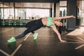 Cheerful woman working out in gym Royalty Free Stock Photo