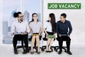 Cheerful worker candidates wait for interview Royalty Free Stock Photo