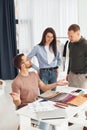 Cheerful workers. Group of people togethe in the office