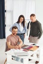 Cheerful workers. Group of people togethe in the office