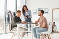 Cheerful workers. Group of people togethe in the office