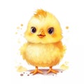 Cheerful yellow chick, bright and lively poultry illustration for Easter, children or newborn babies