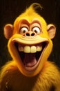 A cheerful yellow monkey. 3d illustration