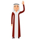 Cheerful young arab business man waving her hand vector flat car Royalty Free Stock Photo