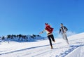 Cheerful young couple having fun in winter park Royalty Free Stock Photo