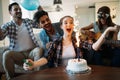 Cheerful young friends having fun on party Royalty Free Stock Photo