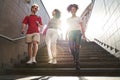 Cheerful young friends having fun together outdoors Royalty Free Stock Photo