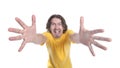 Happy man with big hands Royalty Free Stock Photo