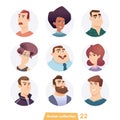 Cheerful young people avatar collection. User faces. Trendy modern style. Flat Cartoon Character design. Royalty Free Stock Photo