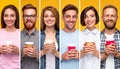 Cheerful young people with takeaway coffee Royalty Free Stock Photo