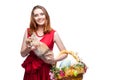 Cheerful easter woman with rabbit Royalty Free Stock Photo