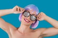 Cheerful young woman in glamour glasses Royalty Free Stock Photo